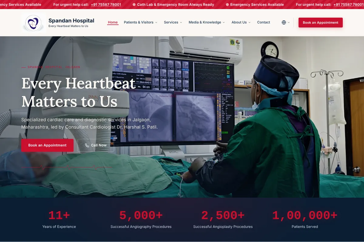 Homepage of Spandan Hospital